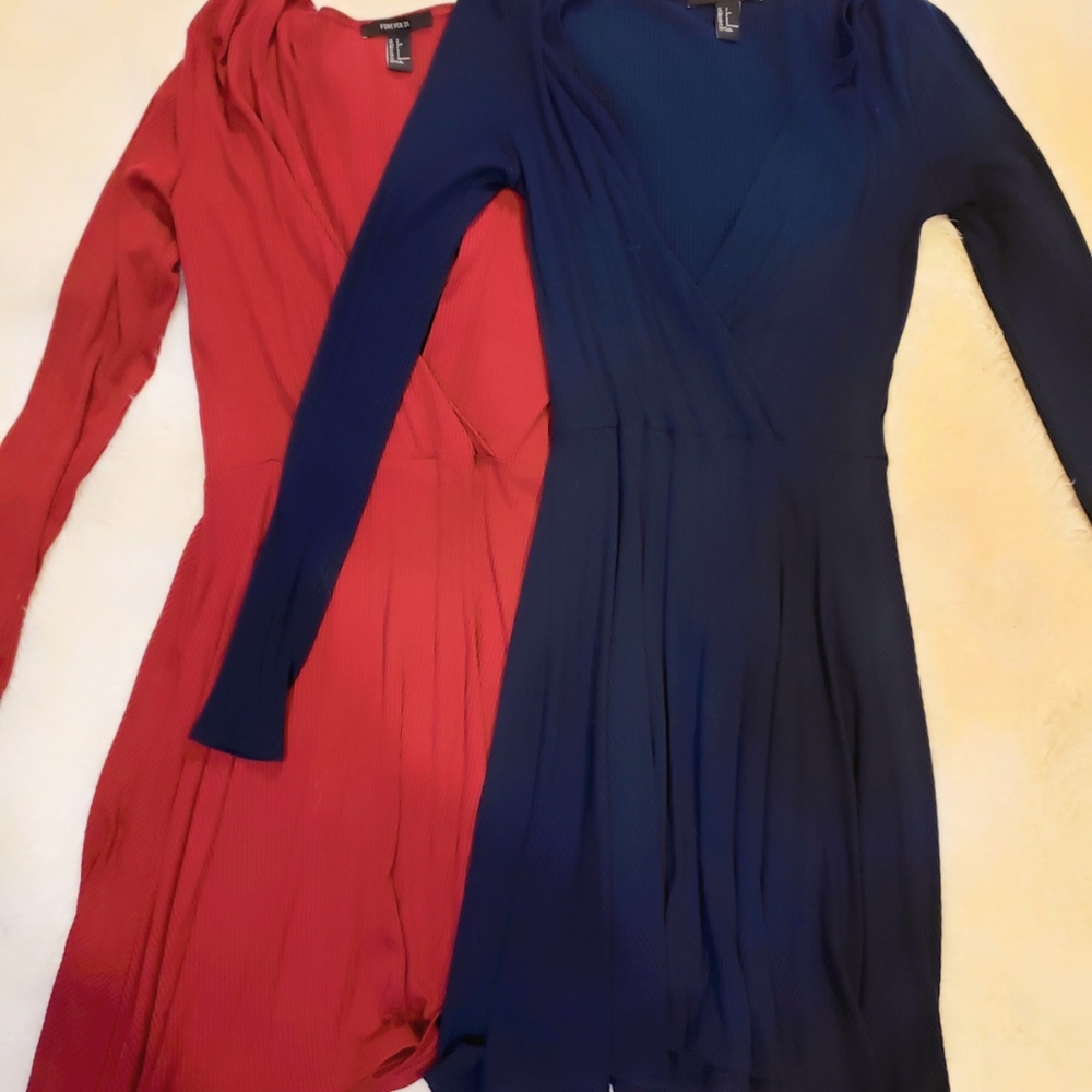 Set of 2 ribbed mini skater dresses